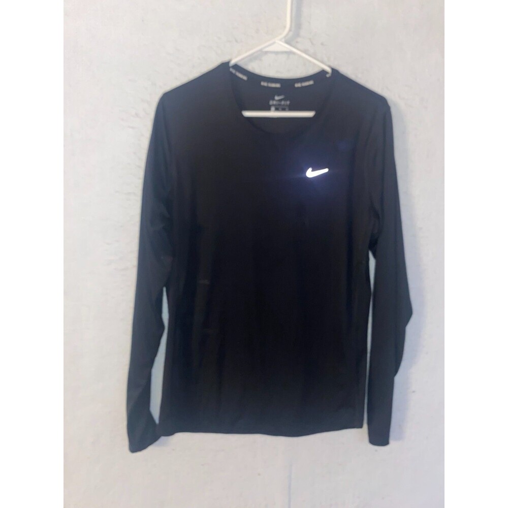 Nike Shirt Mens XL Black Swoosh Long Sleeve Outdoors Running Base Layer